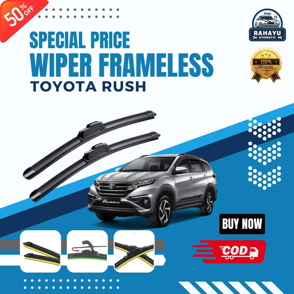 ( BERGARANSI ) Wiper Mobil Frameless Toyota Rush Sepasang Isi 2 Pcs Kanan Kiri | Wiper Kaca Mobil To