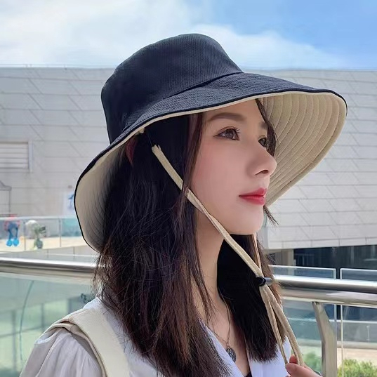 Topi Pantai Bucket Hat Pria dan Wanita Dua sisi Visor Pelindung Matahari - Summer Hat Unisex Fashion Import