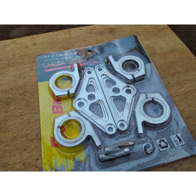 Kupingan breket lampu pesek segitiga CNC asli set Cincin as 26 pangkon lampu as 26 sonic satria fu d
