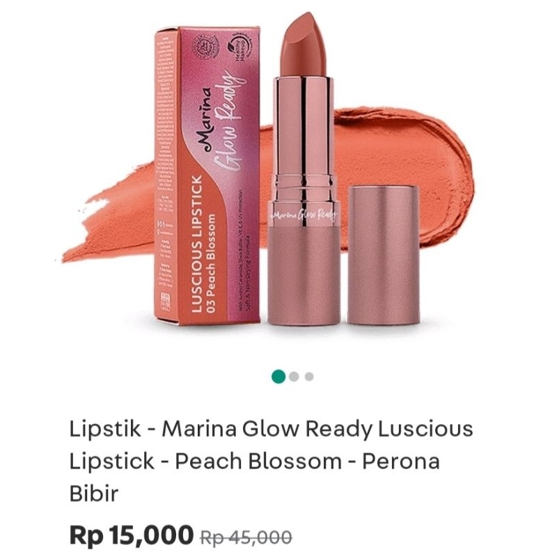 Lipstik - Marina Glow Ready Luscious Lipstick - Peach Blossom - Perona Bibir
