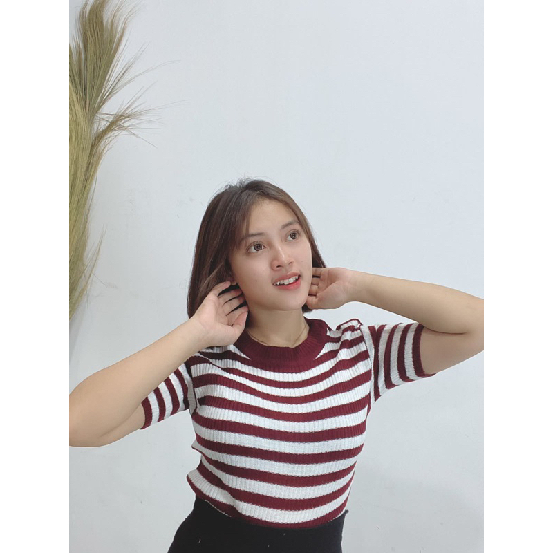 Blouse Rajut Salur | Atasan wanita korean style Import