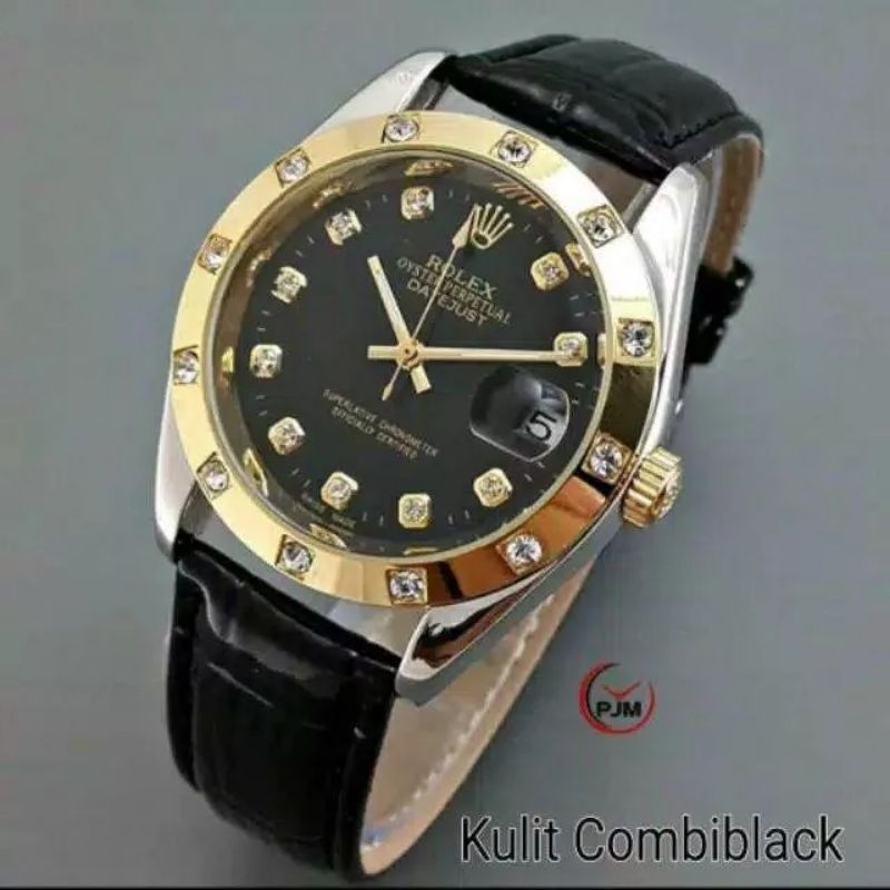 COD!! Jam Tangan Kulit Rolex Pria Terlaris/ Jam Tangan Elegan Mewah Free Bok Rolex Termurah