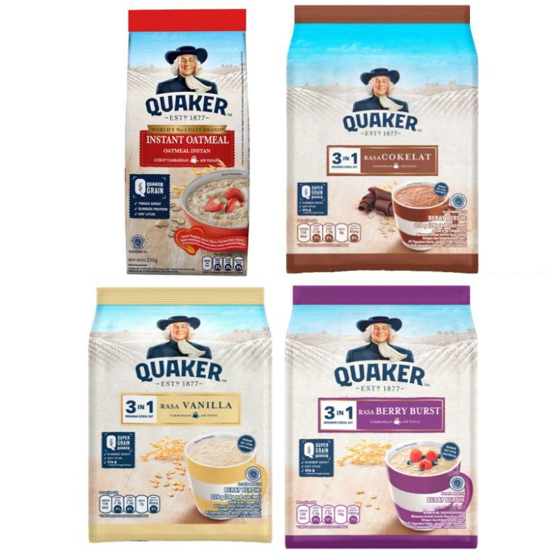 

QUAKER Instant Oatmeal merah original 3in1 minuman sereal vanila cokelat berry