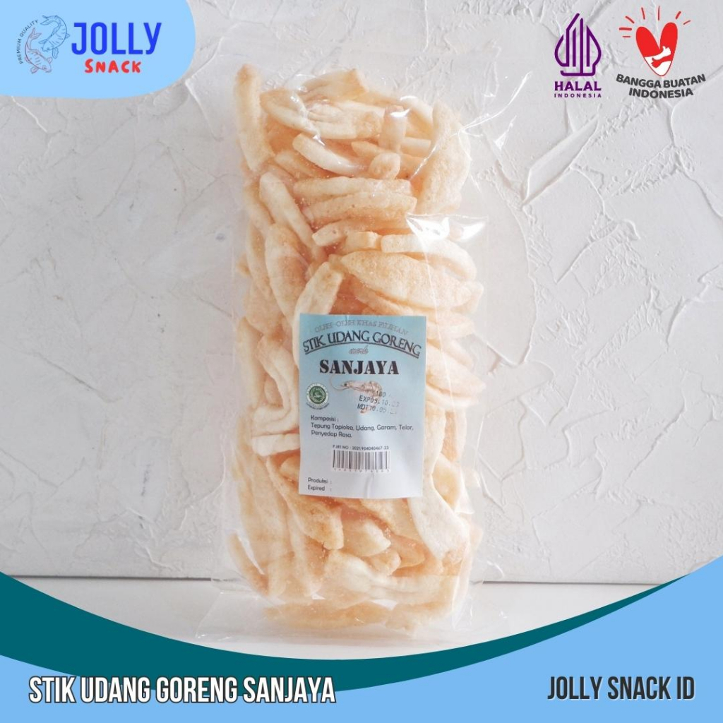 

Kerupuk Stik Udang Cap Sanjaya 180gr / Kerupuk Stik Udang Asli Bangka