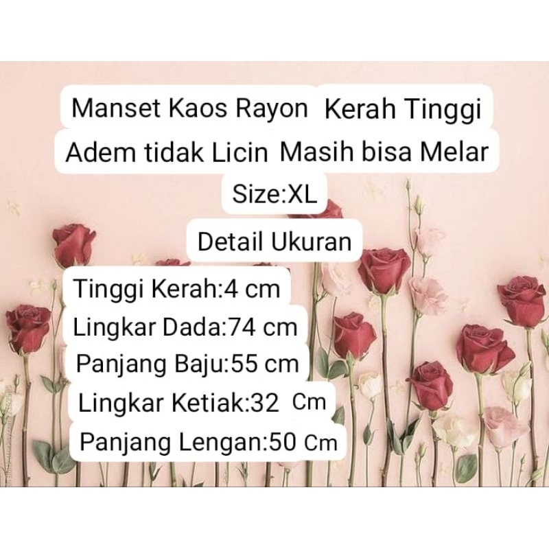 Manset Kaos Lengan Panjang Wanita Ukuran XL Bahan Rayon Super