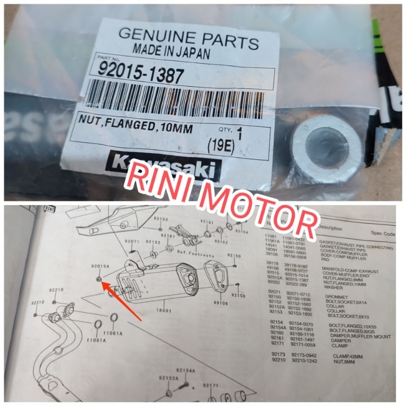 mur baut selencer knalpot Ninja 250fi old Ninja 250 fi old W175 Original