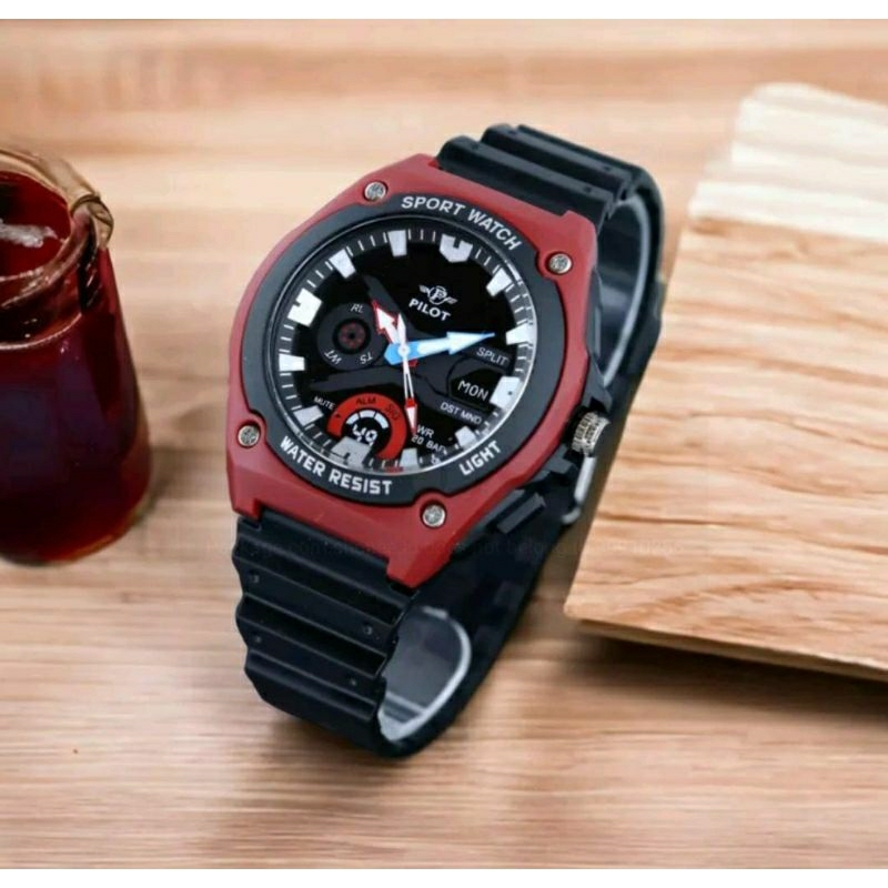 Jam Tangan Pilot Rubber Analog Terlaris Kasual Tahan Air COD