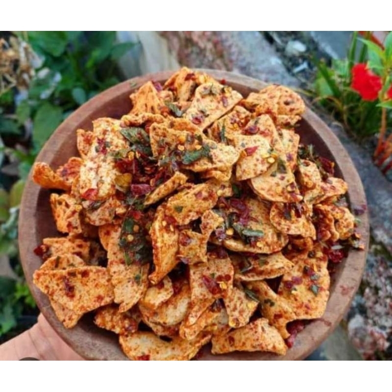 

Basreng Pedas Asin Daun jeruk