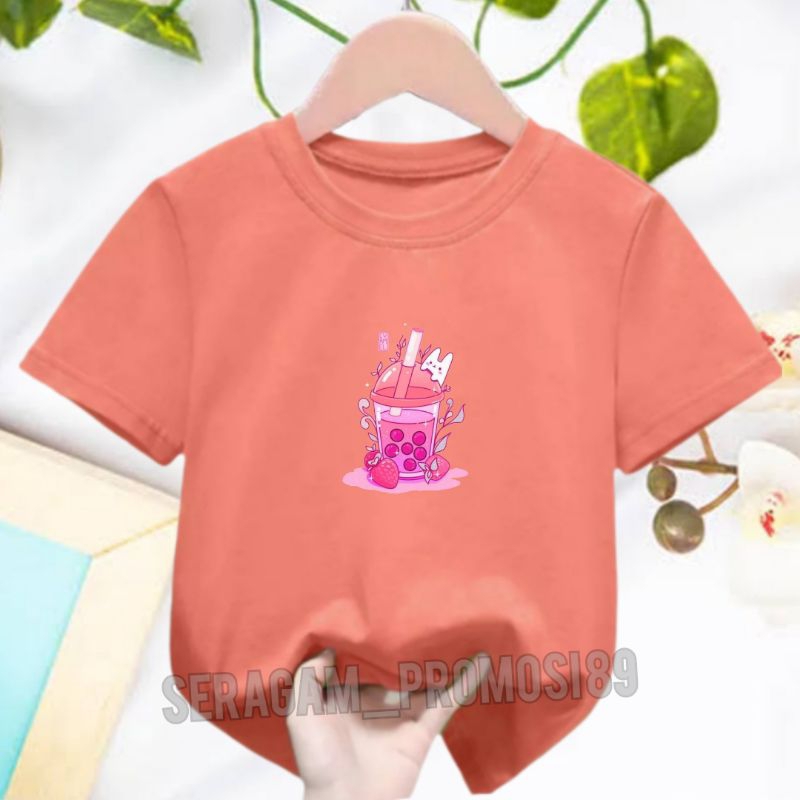 Atasan Baju Kaos Anak Perempuan Motif BOBA 2-10 Tahun / Kaos Pendek Katun Anak Perempuan / Kaos Anak Lucu / Kaos Anak Bahan Adem