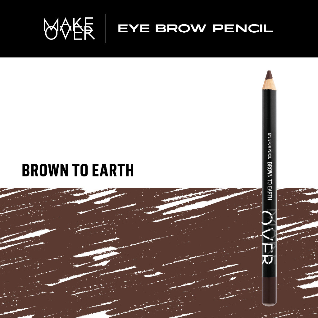 MAKE OVER Eyebrow Pencil Indonesia / Pensil Alis 1.14g / Firm Blendable Texture Buildable Color Long Wearing Colors Easy To Use / Tahan Lama Pigmented / Eye Brow / Shade Warna Black Lines Brown To Earth / Hitam Coklat / Cosmetic Makeup Eyes Make Up Series