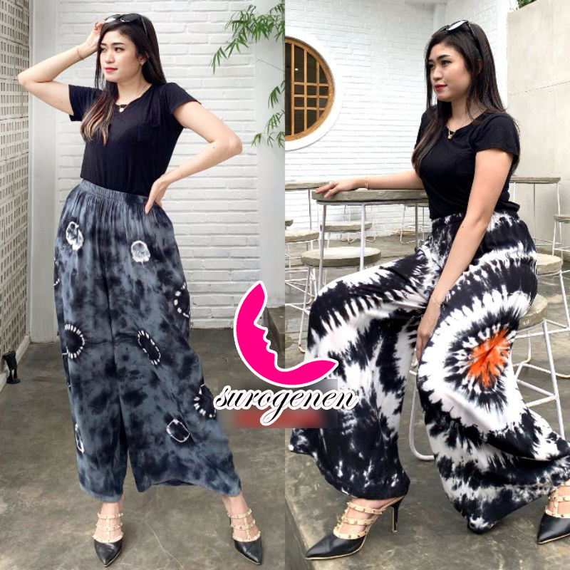 CELANA KULOT WANITA TIE DYE JUMBO MOTIF BALI//CELANA SANTA