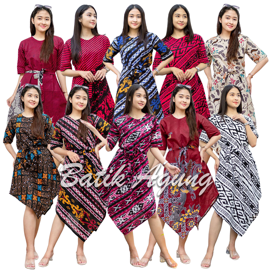 Seragam Baju Dress Batik Imlek Natalan Pesta Kondangan Casual Dress Wanita Modern Viral Terbaru 2023