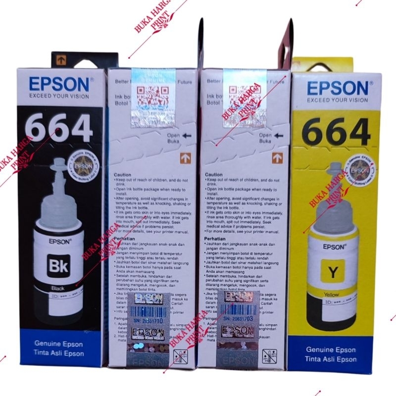 Tinta Printer 664 Original L100/L110/L120/L200/L210/L220/L300/L310/L350/L355/L360/L365/L380/L385/L405/L455/L480/L485/L550/L555/L565/L655/L1300/1455 isi 70ml