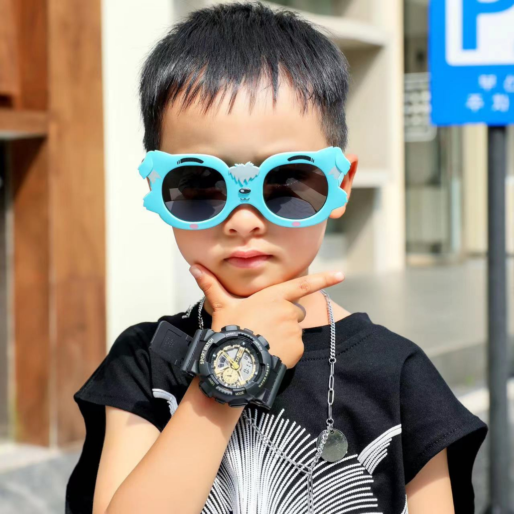 Kacamata Hitam Terpolarisasi Anak Bahan Silikon Kartun Fashion Sunscreen Sunglasses