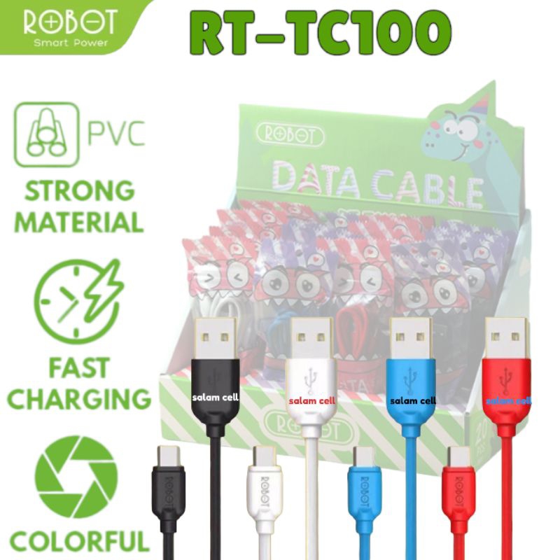 Kabel Data Type-C ROBOT RT-TC100 2,4A Fast Charger Original Garansi