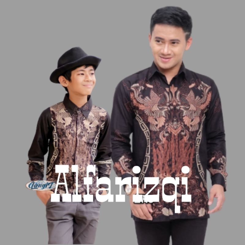 BATIK COUPLE AYAH DAN ANAK MOTIF KLUWUNG HITAM//SIZE M L XL XXL