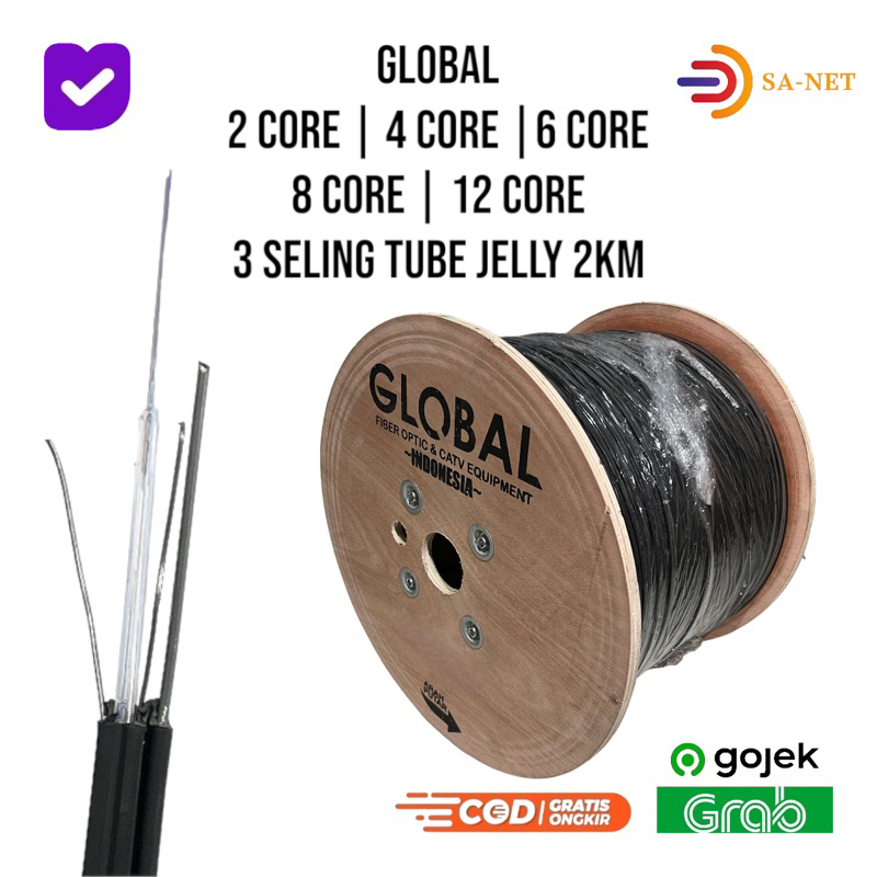 GLOBAL / MEDIA TECH 2 4 6 8 12 CORE 3 SELING TUBE JELLY 2000M / 2KM KABEL FO FIBER OPTIC 3 SELING TU