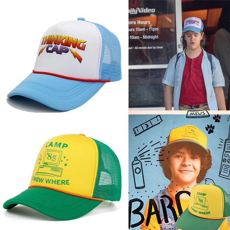 topi Trucker jaring Retro untuk pria dan wanita kuning hijau