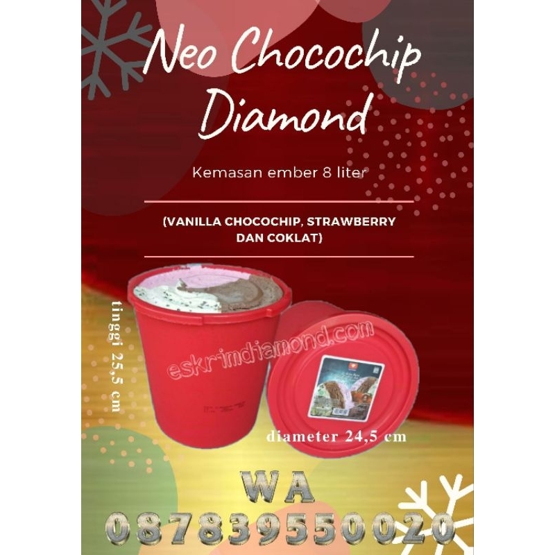 

Ice Cream Emberan 8 liter 3 Rasa Neo Chocochip Diamond