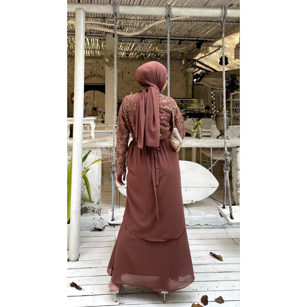 Kasya Long Dress Brukat Baju Kondangan Gamis Pesta Seragam Bridesmide Kebaya Lamaran Wisuda