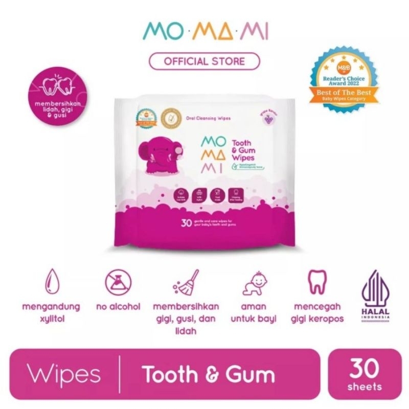 Momami Tooth &amp; Gum Wipes 30 Lembar / Pembersih Gusi &amp; Lidah Bayi