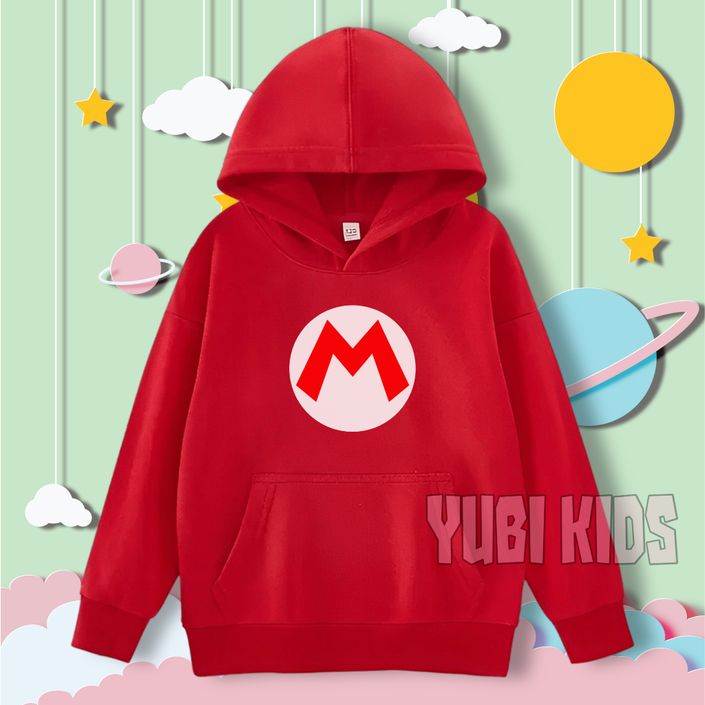 Jaket Hoodie Anak Super Mario Logo / Hoodie Sweater Anak Super Mario
