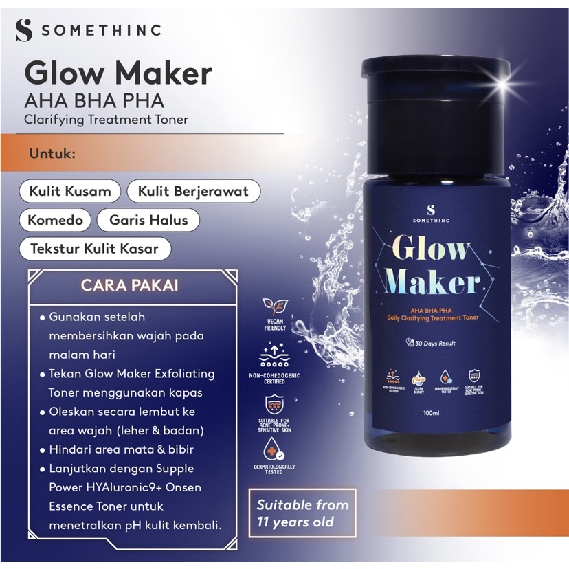 MFI - Somethinc Glow Maker AHA BHA PHA Clarifying Treatment Toner | Ready Ukuran 100ML &amp; 40ML