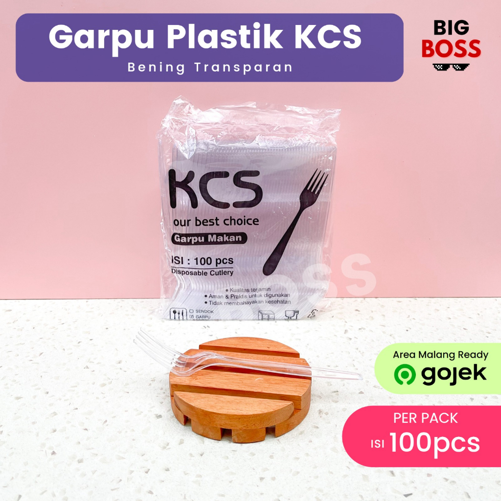 Sendok Garpu Makan KCS Hitam Bening Putih / Sendok Plastik Food Grade / Sendok Catering Tebal