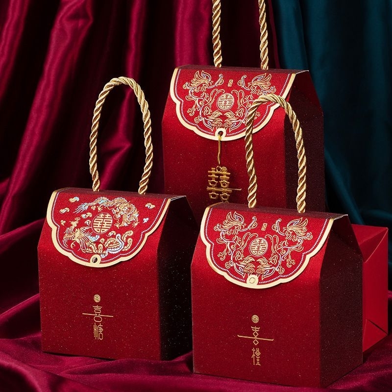 KOTAK PAPER BAG WEDDING SHUANG XI /BOX SOUVENIR TEA PAI/CANDY BOX /SANGJIT MERAH