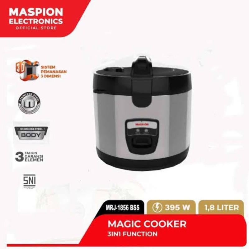 Maspion Magic Cooker MRJ 1856BSS Rice Cooker 1.8 L Panci Stainless Steel