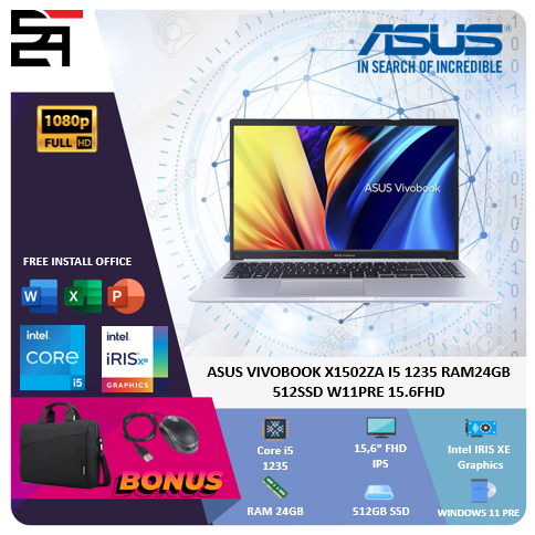 Asus Vivobook X1502ZA i5 1235 RAM 24GB 512GB SSD W11 Pre 15.6 Inchi Full HD