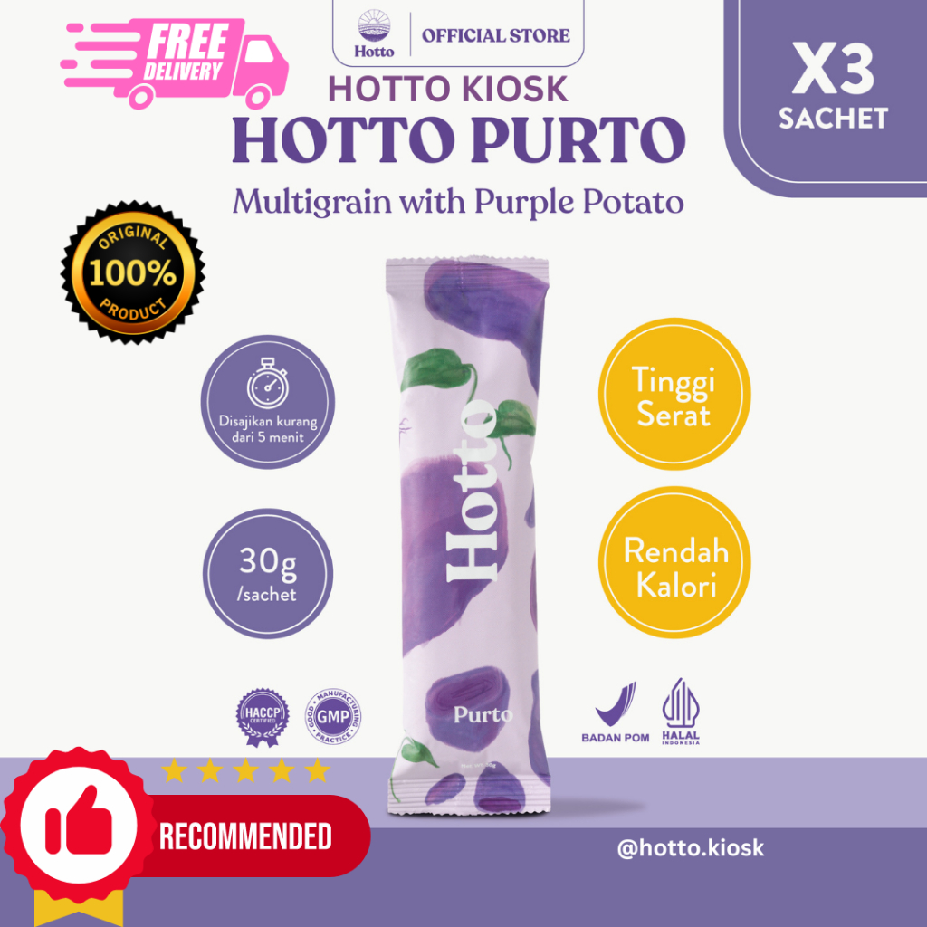 

Hotto Purto Multigrain 3 SACHET Superfood Sarapan Minuman Ubi Ungu membantu ringankan GERD asam lambung Kolesterol diabetes jantung