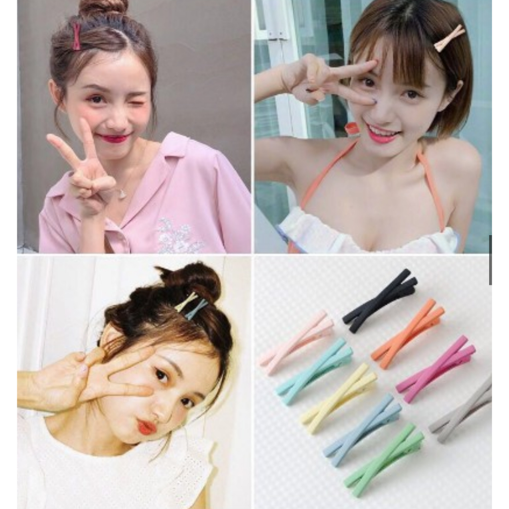 A403 JEPIT RAMBUT MODEL SILANG korea jepitan pin hair aksesoris fashion poni matte warna warni cross wanita clip palsu extention