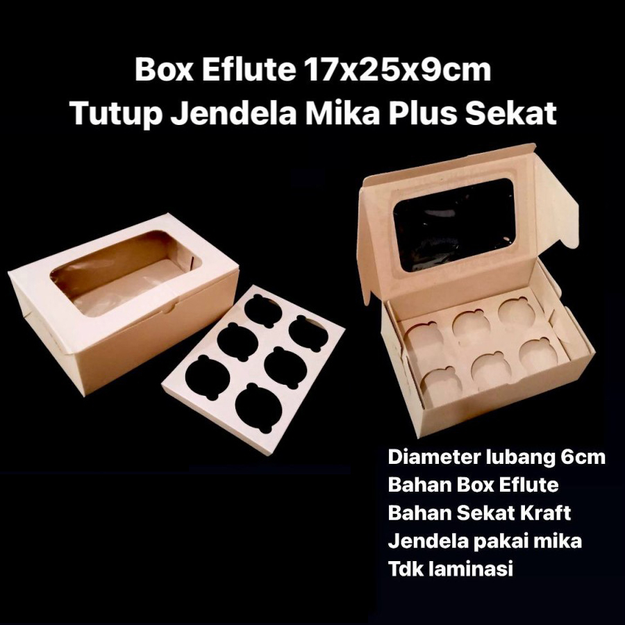 

5 pcs Box Cupcake Kardus Kemasan Kue Bolu Dus Tutup Jendela Mika Packaging Hampers Ukuran 17x25x9 cm