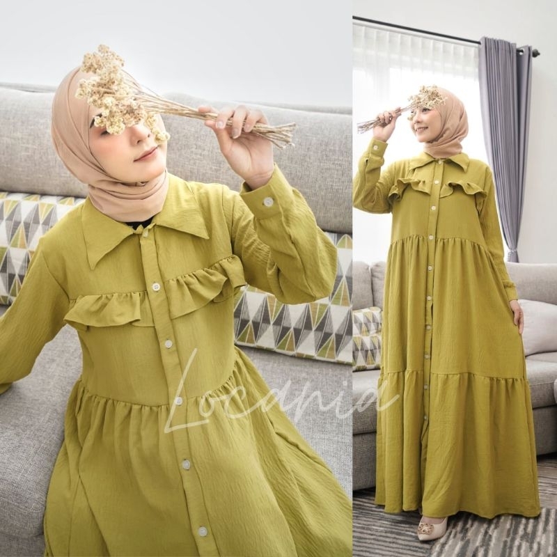 Bahtina Maxy Dress Syafira Gamis Jumbo Busui Crinkle Airflow Original By Qibla Store Rempel Cringkle