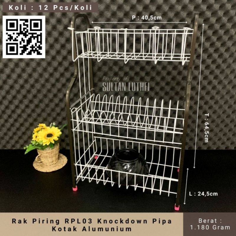 rak piring aluminium 3 susun