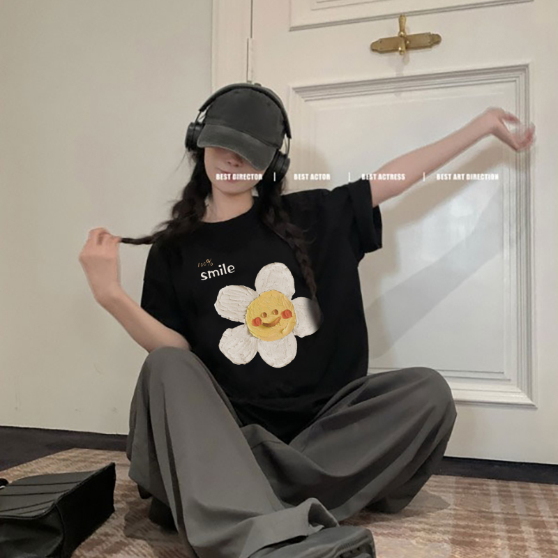 Print T-shirt Kaos Lengan Pendek Cartoon Doraemon Oversize Atasan Wanita Korean Style