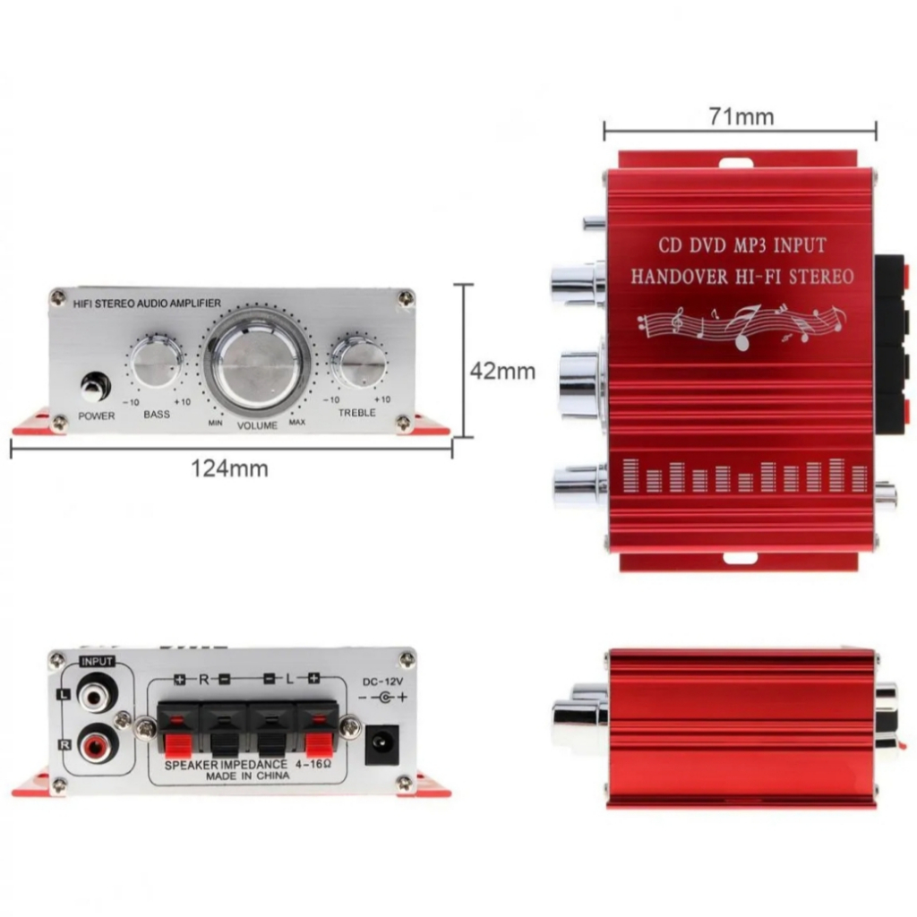 ampli ampli ampli 12v amplifier murah  ampli stereo amplifier mini power amplifier HiFi Stereo Amplifier Treble Bass Booster Amplifier Channel Mini Stereo Kelas AB Dac Bass dan Treble Adjust DC 12V untuk Amp Mobil Rumah