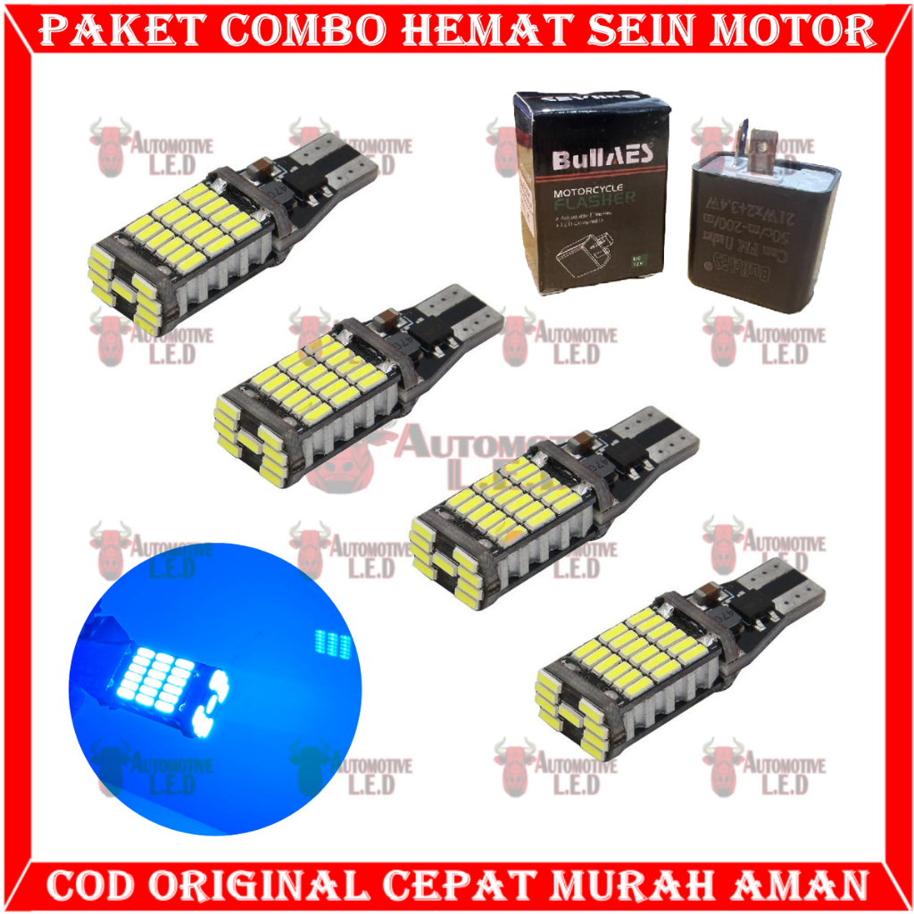 ORIGINAL COMBO PAKET HEMAT LAMPU SEIN MOTOR T15 45 LED FREE FLASHER SEIN | LAMPU SENJA MOTOR LAMPU SEN MOTOR