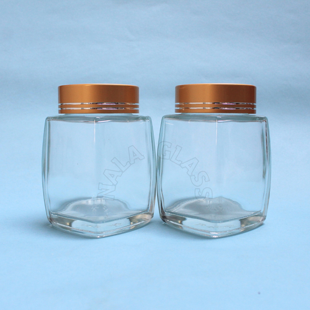 JKKPM280 jar kaca kotak 280ml premium / jar kaca square 280ml /jar madu