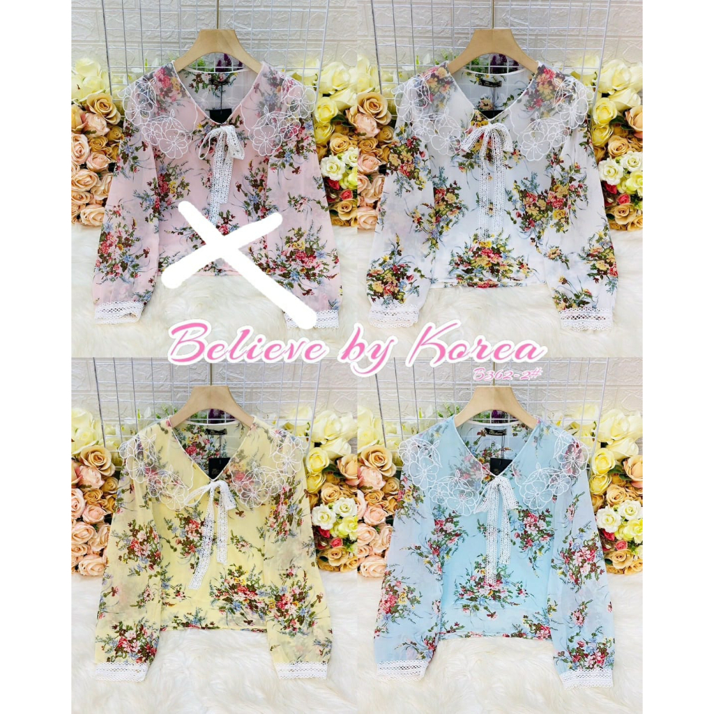 ATASAN WANITA BLOUSE LENGAN PANJANG BELIEVE BY KOREA ORIGINAL IMPORT BANGKOK FASHION Motif 362