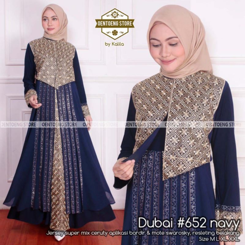 Gamis Dubai #652 Bordir Dress By Original Oentong Store Longdress Busana Muslimah