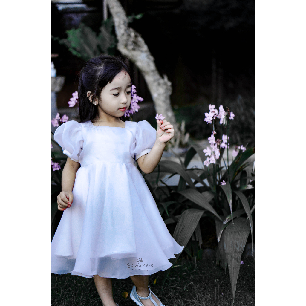 Saoirse's Aurora Dress - Gaun organza satin anak perempuan balita premium mewah