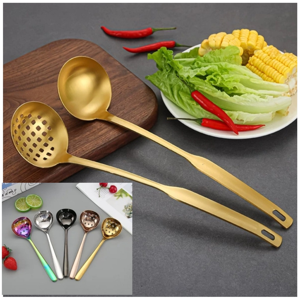 NEXXIO SENDOK KUAH STAINLESS SUS 304 / CENTONG SOP / Soup Spoon Gold / Sendok Sup kuah sayur stainless steel /  Sendok Sup Korea Gold / Sendok Kuah Gold / Sendok Hotpot