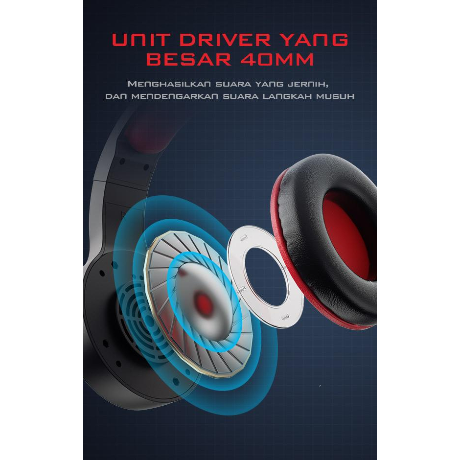 GAMEN GH100 Gaming Professional Headset / Earphone / Headphone Gaming 3D Sound With Mic For PC / Handphone