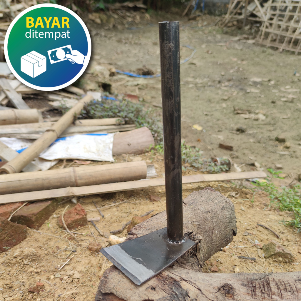 Petel Tukang Kayu Bahan Plat Berkualitas Sangat Tebal - Cangkul Mini Gagang Besi Baja Kayu / Bata He