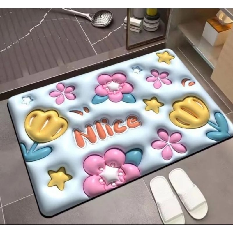 (COD) Keset Kamar mandi Anti Selip / Keset Kaki Diotomide 3D / Keset Kaki Menyerap Air 3D Anti selip /Keset Kaki motif 3d