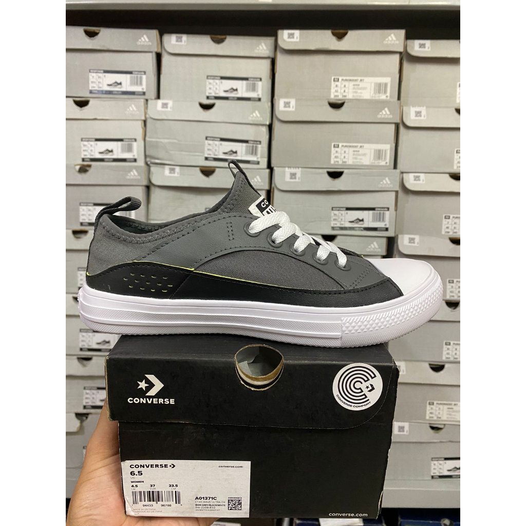 Converse Ctas Wave Ultra Ox Iron Grey/Black White A01371C Women's Shoes Original