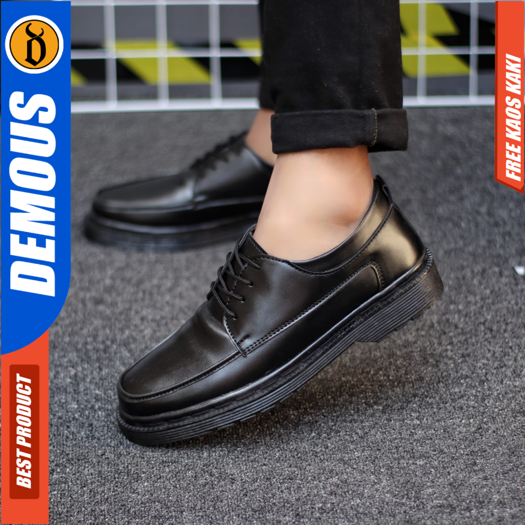 Sepatu Docmart Low Boots Formal Pantofel Kerja Casual Hitam Pria