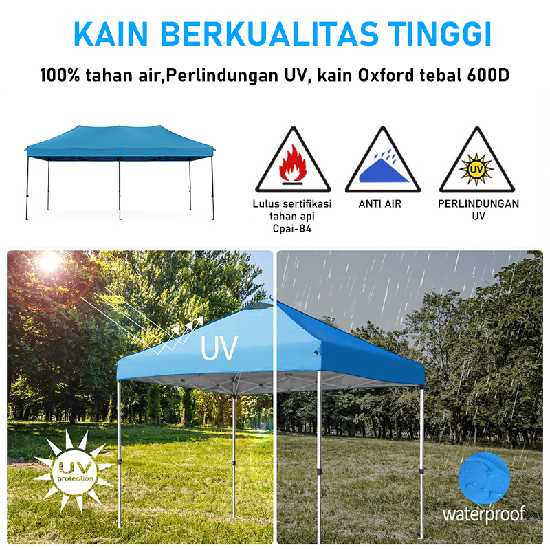 Y&amp;T Tenda Jualan 3x6 Tenda Lipat 3x4.5 Tenda Bazar 600D Outdoor Tenda Gazebo Pameran Dagang Biru dan Merah  Alat Olahraga